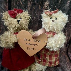 Bearington Bears SWEET BLESSINGS Wood Heart (Loop To Hang) You Are Heaven